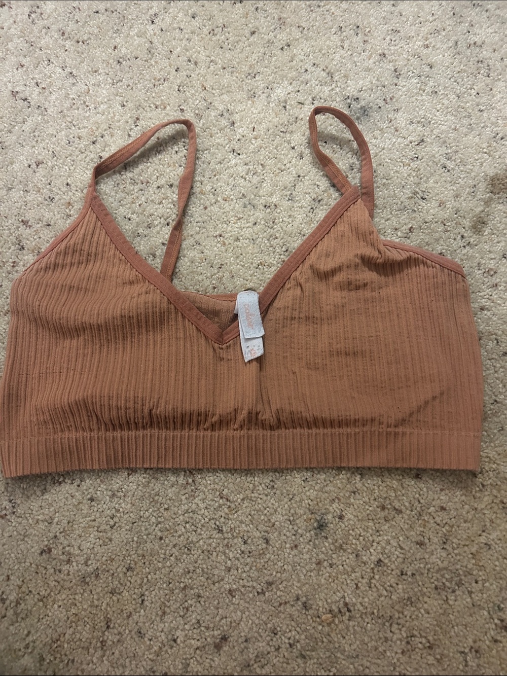Colsie Burnt Orange V Neck Light Support Sports Bra